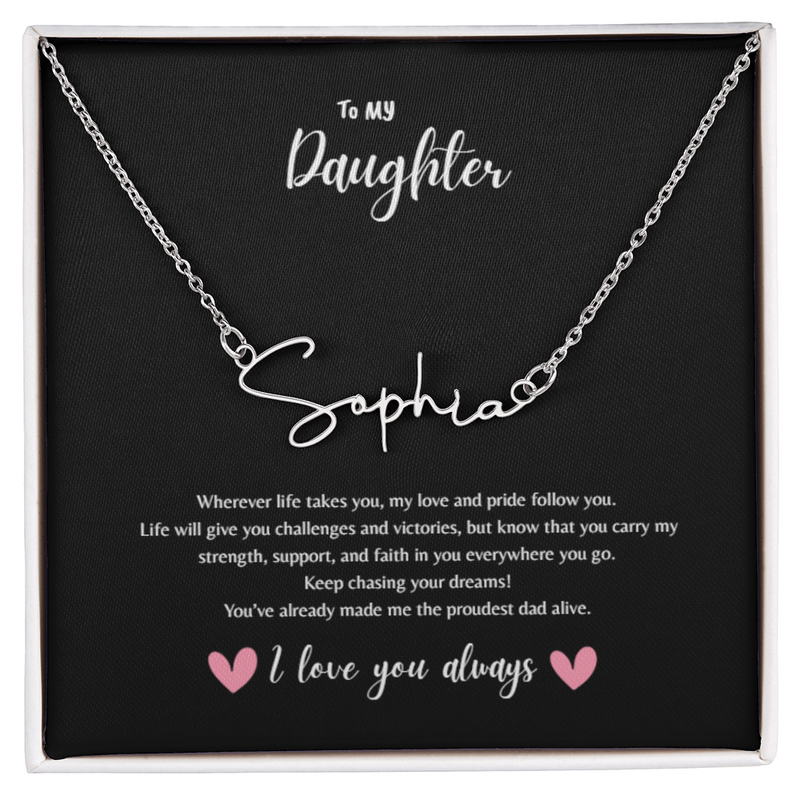 Customized necklace from Dad to Daughter